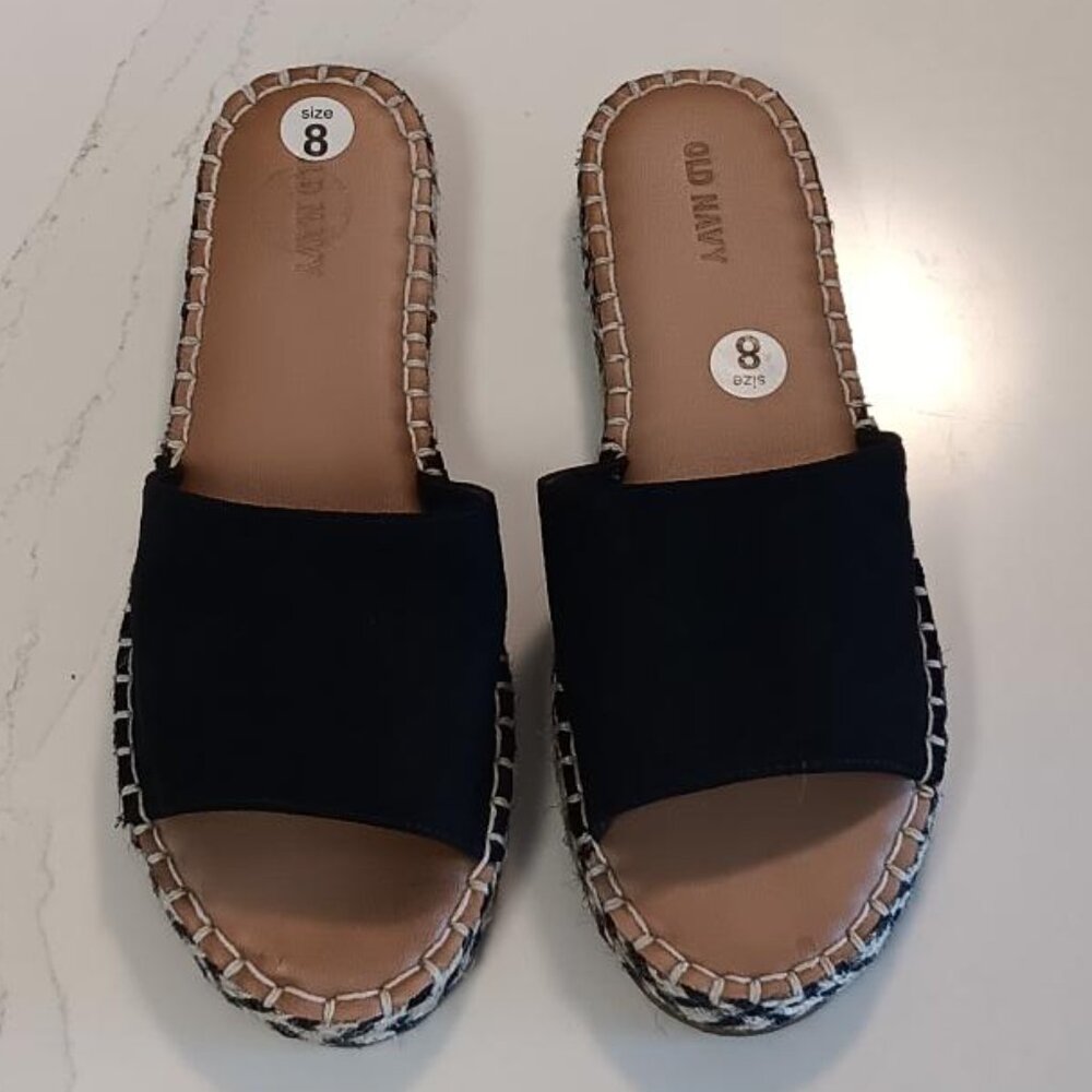 OLD NAVY Womens Faux Suede Espadrille Slide Sandal Strapless Size 8